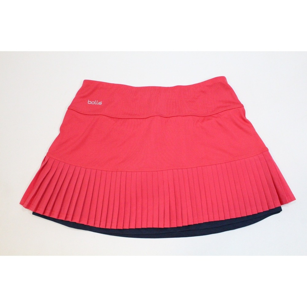 Bolle Tennis Skirt Skort Medium Pink & Black Pull-On Stretchy Pleats
